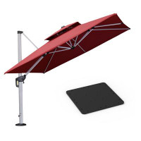 Hokku Designs Hokku Designs 9 Feet Square Double Top Deluxe Patio Umbrella with Steel Plate Base