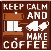 WorldAcc Metal Light Switch Plate Outlet Cover (Keep Calm And Make Coffee Brown - Double Toggle)