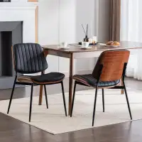 Latitude Run® Mid Century Modern Retro Faux Leather Chair Set of 2