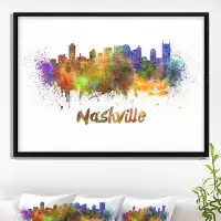 East Urban Home 'Las Vegas Skyline' Framed Painting on Wrapped Canvas