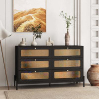 Bay Isle Home™ Rattan 6-drawer Storage Cabinet, Rattan Dresser Cabinet, Suitable For Bedroom, Living Room