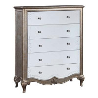 Rosdorf Park Coutee 5 - Drawer 41.6" W Chest in Mirrored and Antique Champagne