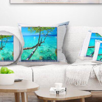 Made in Canada - East Urban Home Seascape Open Window to Gorgeous Seashore Pillow