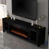 Gracie Oaks Cloyne 86 inch Electric Fireplace TV Console for TVs up to 95 inches, Clove Finish