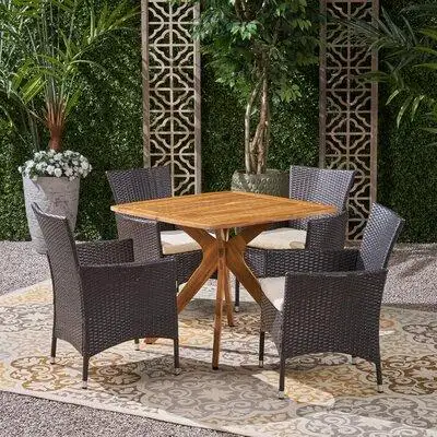 Wrought Studio Léa 5 Piece Dining Set with Cushions