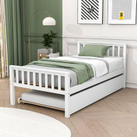 Red Barrel Studio Twin Size Platform Bed with Trundle and Headboard
