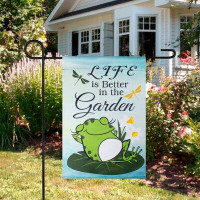 Northlight Seasonal Life Is Better In The Garden Green Frog Outdoor Garden Flag 12.5" X 18"