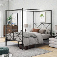 Gracie Oaks Metal Canopy Bed Frame, Platform Bed Frame