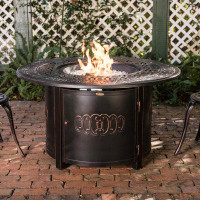 Ebern Designs Maker 44" Round Art Décor Aluminum Convertible Gas Fire Pit Table