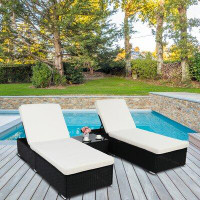 Wade Logan Caleal 76.4" Long Reclining Chaise Lounge Set with Cushons and Table