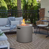 Real Flame Aegean 24" Round Steel Propane Fire Pit Table with Hidden Tank Storage by Real Flame