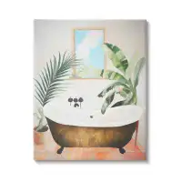Bay Isle Home™ Tub with Tropical Plants Canvas Wall Art by Ramona Murdock