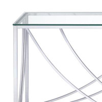 Ivy Bronx Glass Top Rectangular Sofa Table Accents Chrome