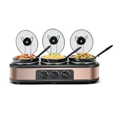 Color of the face home 1.5 Quart Triple Slow Cooker And Buffet Server,Small Mini Slow Cooker With 3 Upgraded Oval Cerami