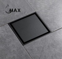 Square Shower Drain with Cover 4 Inches Matte Black