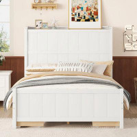 Latitude Run® Full Size Platform Bed with Drawers and Storage Shelves, White