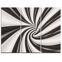 Made in Canada - Design Art Fractal 3D Black N White Tunnel - 3 Piece Graphic Art on Wrapped Canvas Set