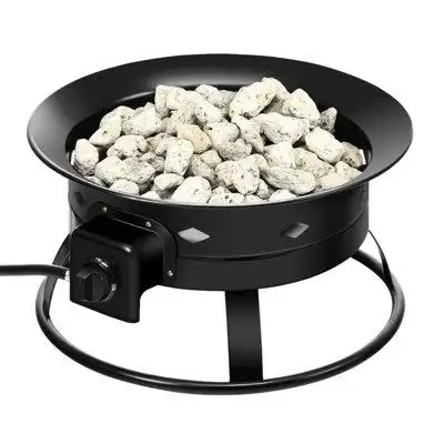 Red Barrel Studio Portable Outdoor Black Metal Propane Fire Pit With Cover And Carry Kit