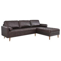 Orren Ellis Lefancy Valour 98" Leather Sectional Sofa