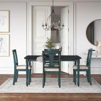 Kelly Clarkson Home Bastion 5 Piece Two Toned Wood and Upholstered Dining Set