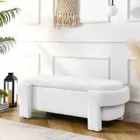 Wrought Studio Linen Upholstered Bench With Large Storage Space