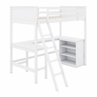 Harriet Bee Twin Size Loft Bed With Shelves And Desk