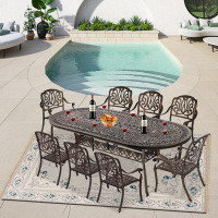 Bloomsbury Market 8-Person 86.6" Long Oval Outdoor Dining Set