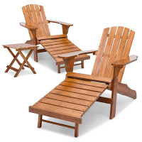 Rosecliff Heights 3 Pieces of Lounge Adirondack Chairs with Foldable Side Table