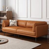 MABOLUS 98.43" Orange Faux leather Modular Sofa cushion couch