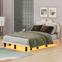 Wrought Studio Full Size Upholstery Platform Bed With PU Leather Headboard And Underbed LED Light