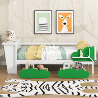 Trinx Twin Size Daybed With Desk, Green Leaf Shape Drawers And Shelves