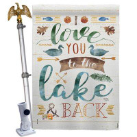 Breeze Decor Love You To The Lake - Impressions Decorative Aluminum Pole & Bracket House Flag Set HS109049-BO-02