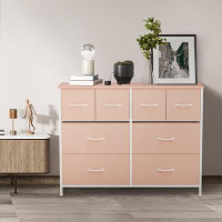 17 Stories Fabric Dresser With 8 Wide Chest Of Drawers For Bedroom, Living Room, Entryway