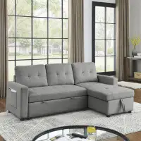 Latitude Run® 78.5" Sleeper Sofa Bed Reversible Sectional Couch With Storage Chaise And Side Storage Bag For Small Space