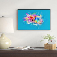 Made in Canada - East Urban Home Designart 'Summer Colourful Flowers on Blue' Extra Large Floral Framed Canvas Art