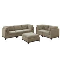 Latitude Run® Modular Living Room Furniture Armless Chair Camel Chenille Fabric 1Pc Cushion Armless Chair Couch Exposed