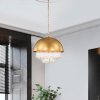 Everly Quinn Wiskass 15 Inch Ripped Glass Shade Pendant Lighted Chandelier