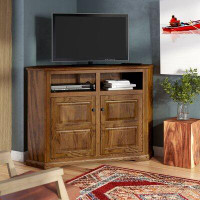 Foundry Select Rafeef Solid Wood Corner TV Stand for TVs up to 65"