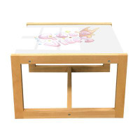 East Urban Home East Urban Home Saying Coffee Table, Pastel Inspirational Lettering With Doodle Letters And Bunny, Acryl