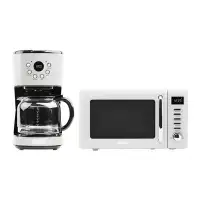 HADEN Haden Heritage 12 Cup Programmable Coffee Maker With Countertop Microwave, Ivory