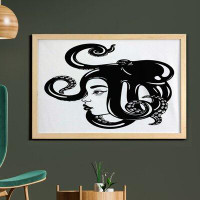 East Urban Home Ambesonne Sea Monster Wall Art With Frame, Hand Drawn Monochrome Illustration Of A Lady With Octopus On