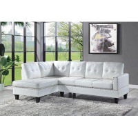 Three Posts Flannigan 99" Wide Faux Leather Left Hand Facing Sofa & Chaise