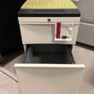 Mobile Box/File Pedestal – Full Pull Handles – White with Cushion in Desks in St. Catharines - Image 2