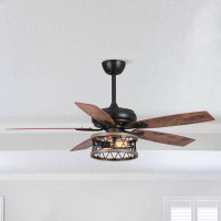 Gracie Oaks 52" 5 - Blade Standard Ceiling Fan With Light Kit And Remote Control