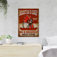Trinx A Rooster Holding A Cup Of Coffee - Rooster's Coop Private Baths Bed & Breakfast Welcome - 1 Piece Rectangle Graph