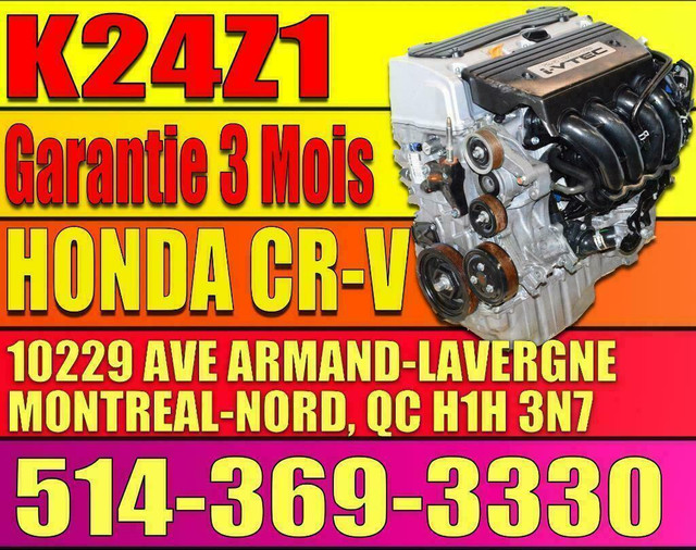 Moteur Honda CRV 2007 2008 2009  K24z 07 08 09 Honda CR-V Engine K24Z1 Motor in Engine & Engine Parts in City of Montréal - Image 4