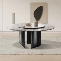 Orren Ellis Rock plate round table light luxury home round table