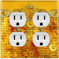 WorldAcc Metal Light Switch Plate Outlet Cover (Yellow Gold Frame Letter    - Single Toggle)