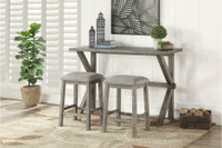 Spring Sale!! Grey , Wooden Counter Height 3 Pc Table Set on Sale
