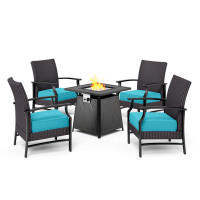 Lark Manor Patio Furniture,outdoor Furniture,4-piece Wicker Raoutdoor Conversation Set With Outdoor Fire Table